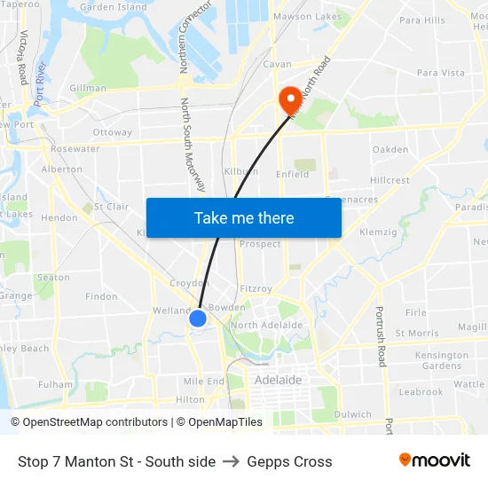 Stop 7 Manton St - South side to Gepps Cross map