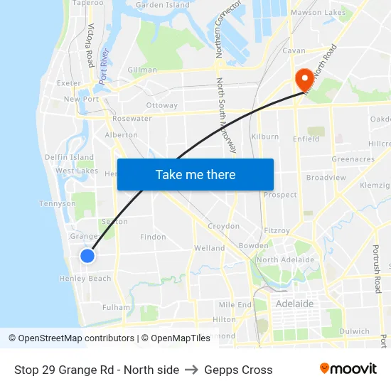 Stop 29 Grange Rd - North side to Gepps Cross map