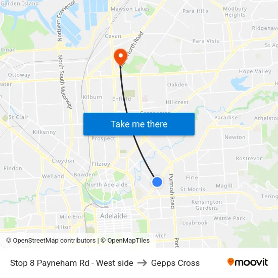 Stop 8 Payneham Rd - West side to Gepps Cross map