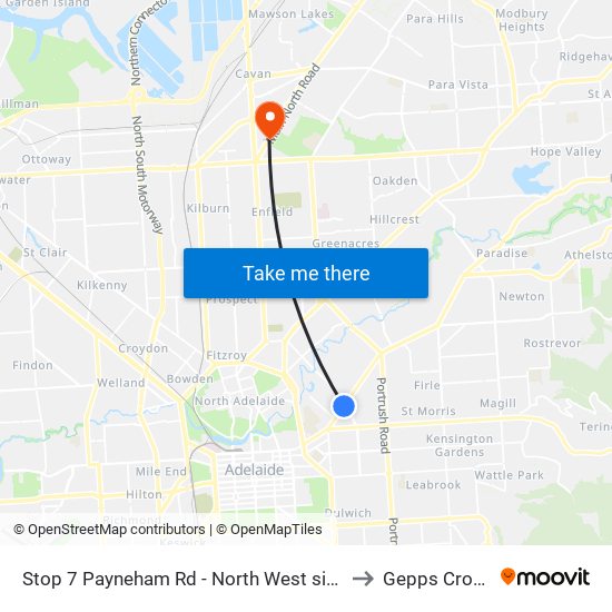 Stop 7 Payneham Rd - North West side to Gepps Cross map