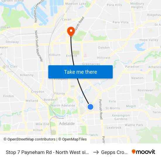 Stop 7 Payneham Rd - North West side to Gepps Cross map