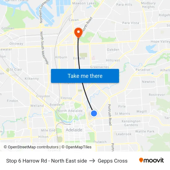 Stop 6 Harrow Rd - North East side to Gepps Cross map