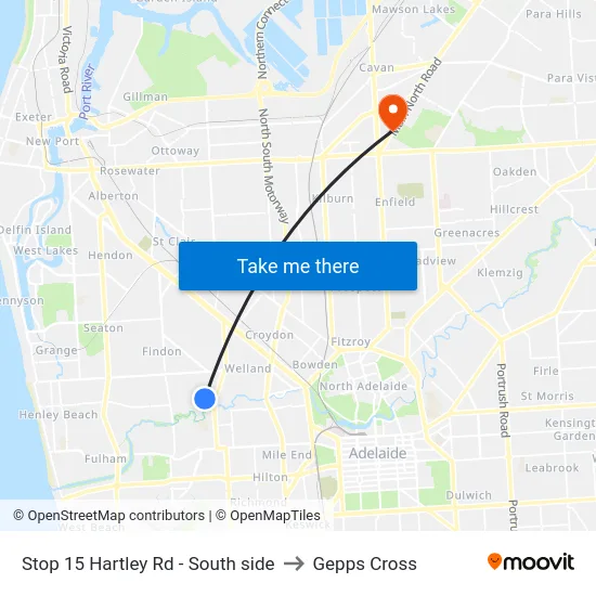 Stop 15 Hartley Rd - South side to Gepps Cross map