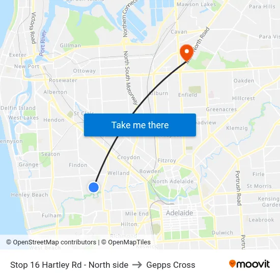 Stop 16 Hartley Rd - North side to Gepps Cross map
