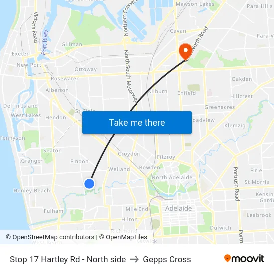 Stop 17 Hartley Rd - North side to Gepps Cross map