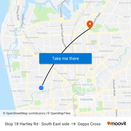 Stop 18 Hartley Rd - South East side to Gepps Cross map