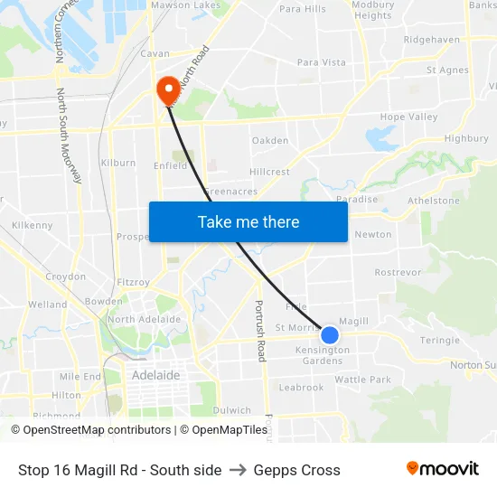 Stop 16 Magill Rd - South side to Gepps Cross map