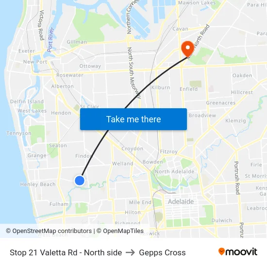 Stop 21 Valetta Rd - North side to Gepps Cross map