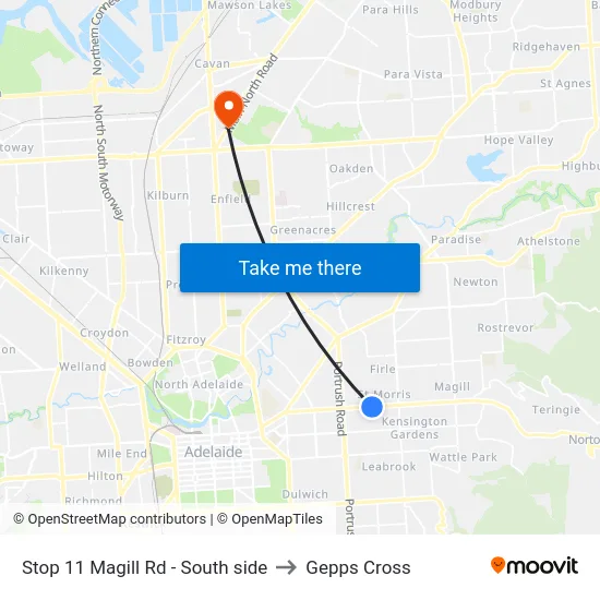 Stop 11 Magill Rd - South side to Gepps Cross map