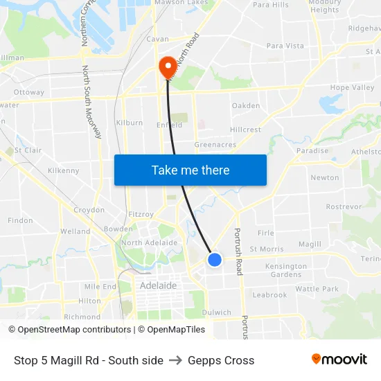 Stop 5 Magill Rd - South side to Gepps Cross map