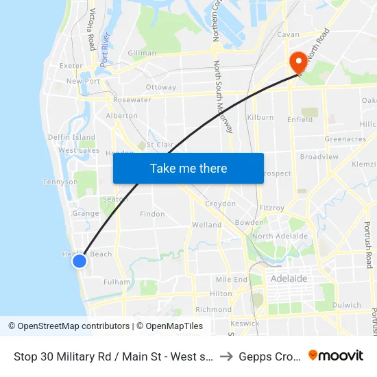 Stop 30 Military Rd / Main St - West side to Gepps Cross map