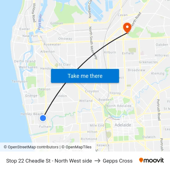 Stop 22 Cheadle St - North West side to Gepps Cross map