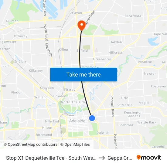 Stop X1 Dequetteville Tce - South West side to Gepps Cross map