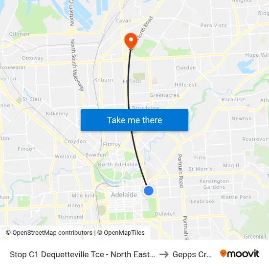 Stop C1 Dequetteville Tce - North East side to Gepps Cross map