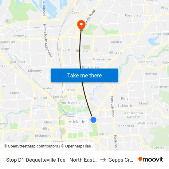 Stop D1 Dequetteville Tce - North East side to Gepps Cross map