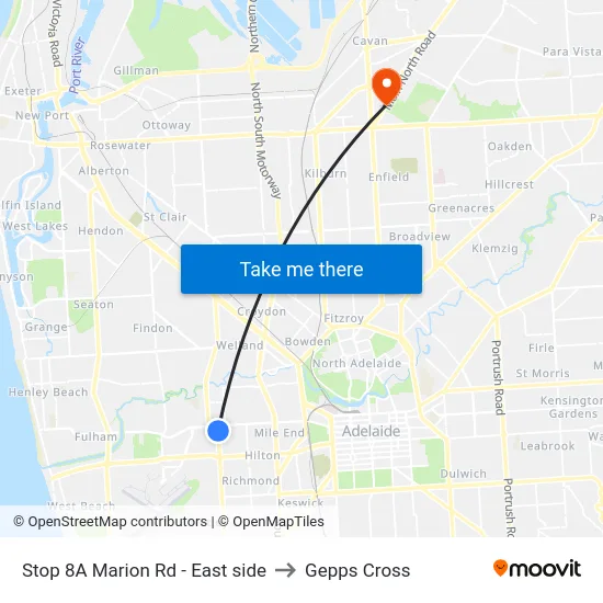 Stop 8A Marion Rd - East side to Gepps Cross map