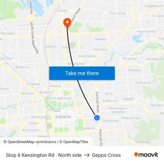 Stop 6 Kensington Rd - North side to Gepps Cross map
