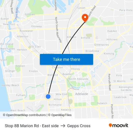 Stop 8B Marion Rd - East side to Gepps Cross map