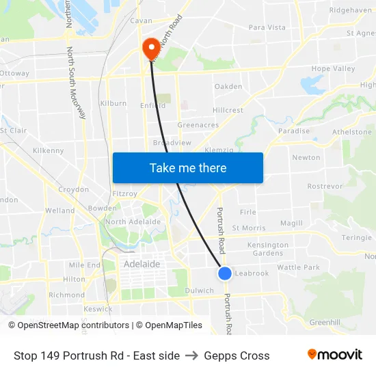 Stop 149 Portrush Rd - East side to Gepps Cross map