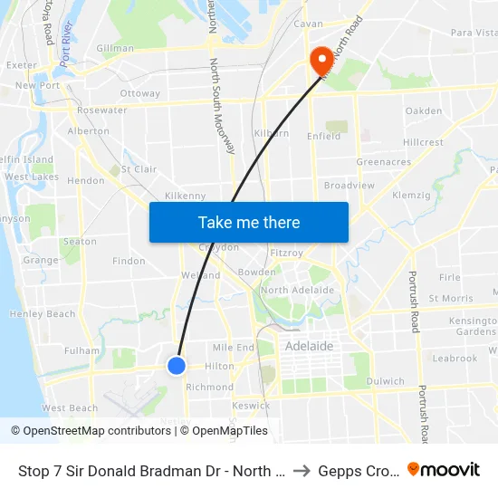 Stop 7 Sir Donald Bradman Dr - North side to Gepps Cross map