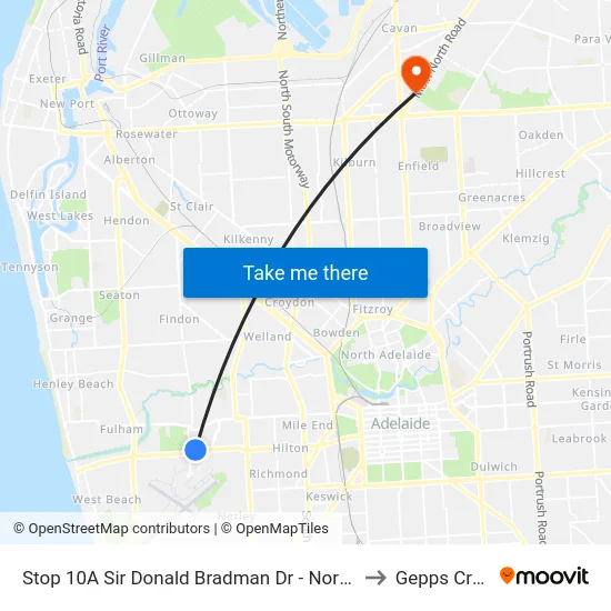 Stop 10A Sir Donald Bradman Dr - North side to Gepps Cross map