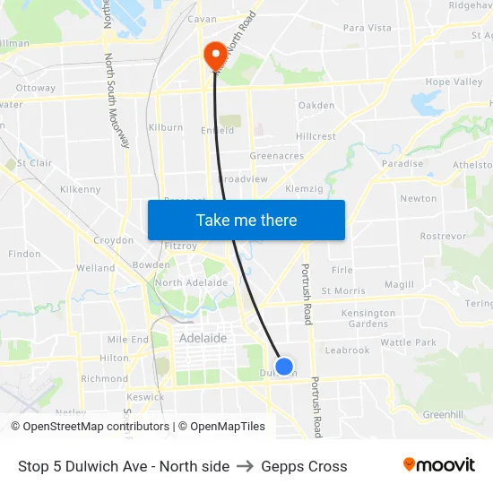 Stop 5 Dulwich Ave - North side to Gepps Cross map