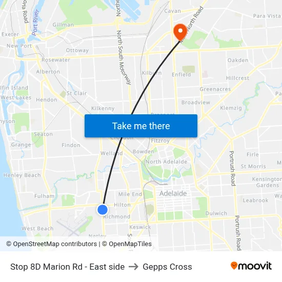 Stop 8D Marion Rd - East side to Gepps Cross map