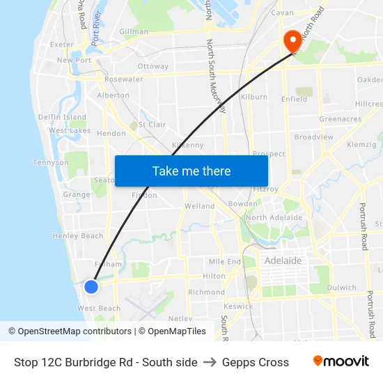 Stop 12C Burbridge Rd - South side to Gepps Cross map