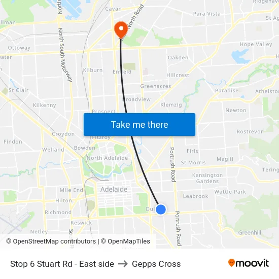 Stop 6 Stuart Rd - East side to Gepps Cross map