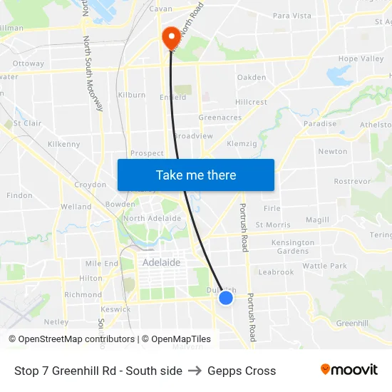 Stop 7 Greenhill Rd - South side to Gepps Cross map