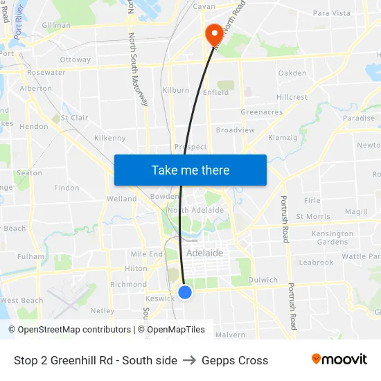 Stop 2 Greenhill Rd - South side to Gepps Cross map