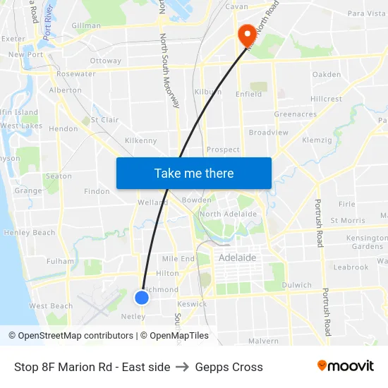 Stop 8F Marion Rd - East side to Gepps Cross map