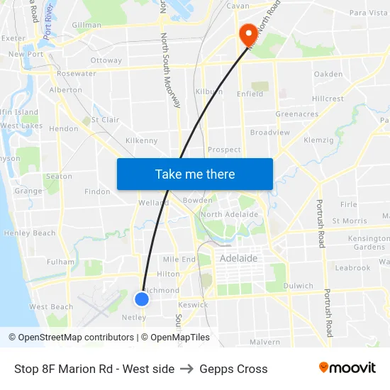 Stop 8F Marion Rd - West side to Gepps Cross map