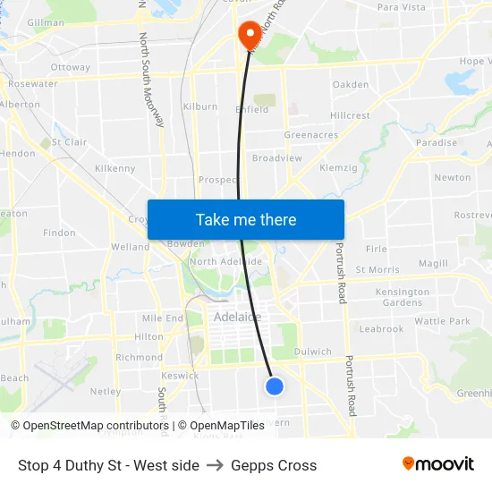 Stop 4 Duthy St - West side to Gepps Cross map