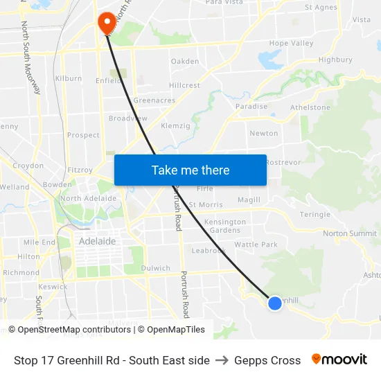 Stop 17 Greenhill Rd - South East side to Gepps Cross map