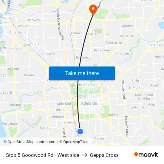 Stop 5 Goodwood Rd - West side to Gepps Cross map