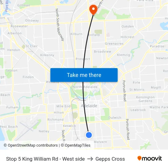 Stop 5 King William Rd - West side to Gepps Cross map