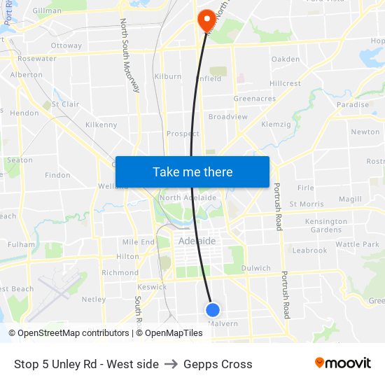 Stop 5 Unley Rd - West side to Gepps Cross map