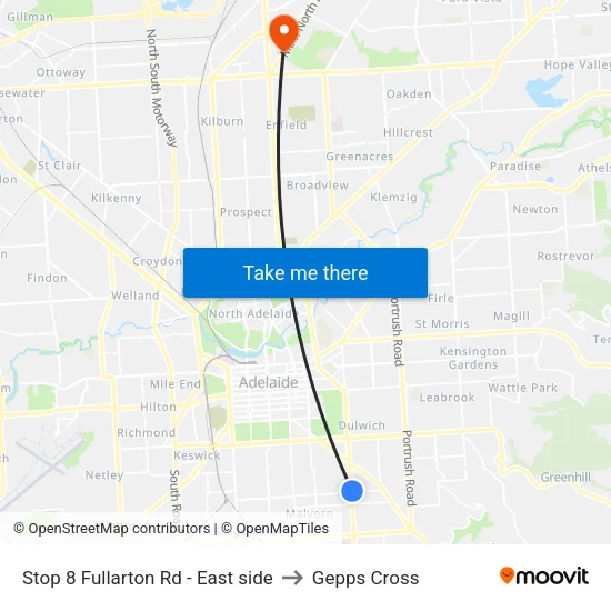 Stop 8 Fullarton Rd - East side to Gepps Cross map