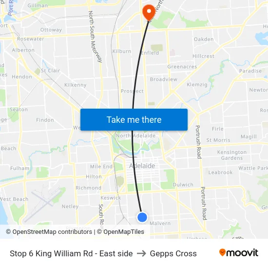 Stop 6 King William Rd - East side to Gepps Cross map