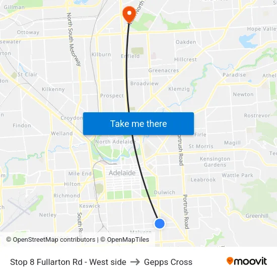 Stop 8 Fullarton Rd - West side to Gepps Cross map