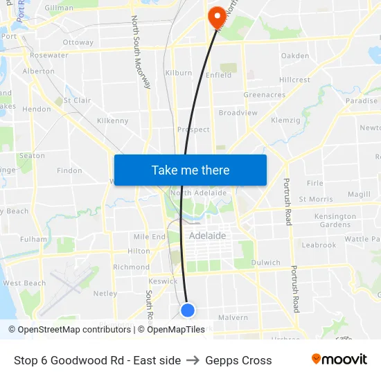 Stop 6 Goodwood Rd - East side to Gepps Cross map