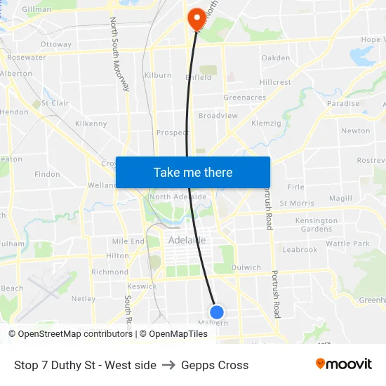 Stop 7 Duthy St - West side to Gepps Cross map