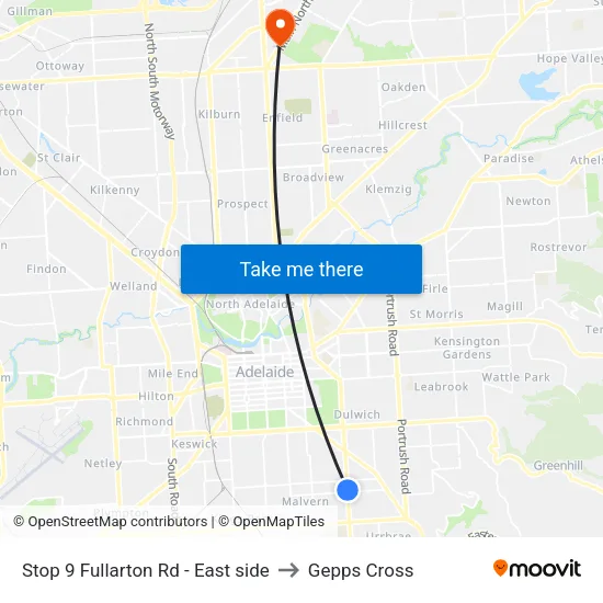 Stop 9 Fullarton Rd - East side to Gepps Cross map