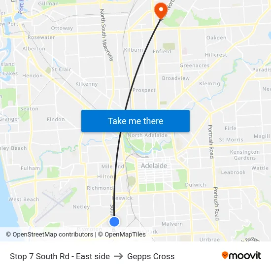 Stop 7 South Rd - East side to Gepps Cross map