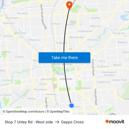 Stop 7 Unley Rd - West side to Gepps Cross map