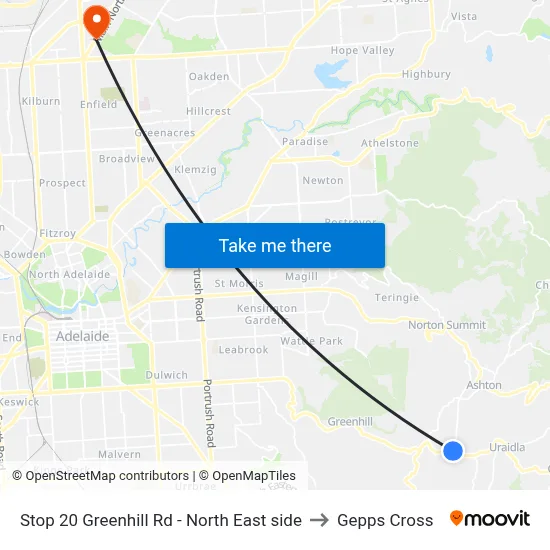 Stop 20 Greenhill Rd - North East side to Gepps Cross map