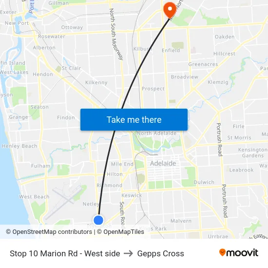 Stop 10 Marion Rd - West side to Gepps Cross map