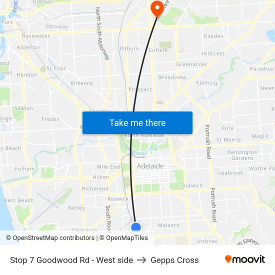 Stop 7 Goodwood Rd - West side to Gepps Cross map