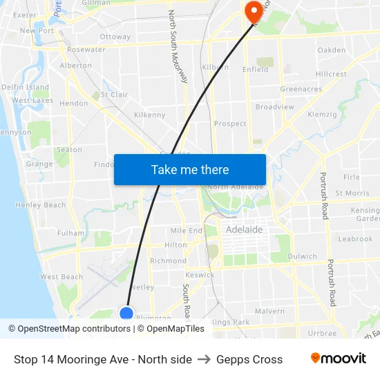 Stop 14 Mooringe Ave - North side to Gepps Cross map